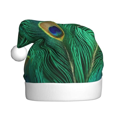 ppynte Grüne Pfauenfedern, Plüsch-Weihnachtsmannmütze, bequeme Weihnachtsmütze, passend für Weihnachten, Neujahr, Party, Kopfbedeckung, 1 Stück ppynte Grüne Pfauenfedern, Plüsch-Weihnachtsmannmütze, bequeme Weihnachtsmütze, passend für Weihnachten, Neujahr, Party, Kopfbedeckung, 1 Stück von ppynte