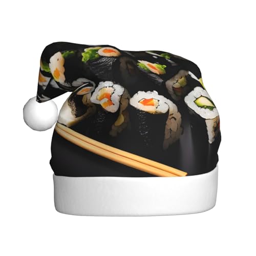 ppynte Japanische Sushi-Weihnachtsmütze, schwarz, 1 Stück, Plüsch, Weihnachtsmannmütze, bequem, passend für Weihnachten, Neujahr, Party, Kopfbedeckung ppynte Japanische Sushi-Weihnachtsmütze, schwarz, 1 Stück, Plüsch, Weihnachtsmannmütze, bequem, passend für Weihnachten, Neujahr, Party, Kopfbedeckung von ppynte