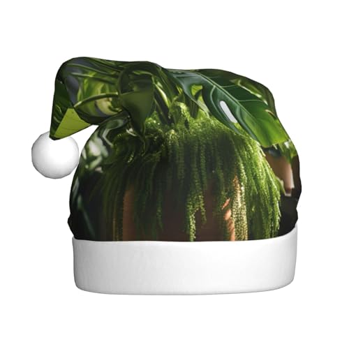 ppynte Monstera Deliciosa Bananenpalme, Plüsch-Weihnachtsmannmütze, bequeme Weihnachtsmütze, passend für Weihnachten, Neujahr, Party, Kopfbedeckung, 1 Stück ppynte Monstera Deliciosa Bananenpalme, Plüsch-Weihnachtsmannmütze, bequeme Weihnachtsmütze, passend für Weihnachten, Neujahr, Party, Kopfbedeckung, 1 Stück von ppynte