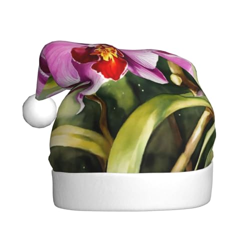 ppynte Orchidee Plüsch-Weihnachtsmannmütze, bequeme Weihnachtsmütze, passend für Weihnachten, Neujahr, Party, Kopfbedeckung, 1 Stück ppynte Orchidee Plüsch-Weihnachtsmannmütze, bequeme Weihnachtsmütze, passend für Weihnachten, Neujahr, Party, Kopfbedeckung, 1 Stück von ppynte