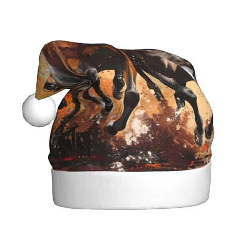 ppynte Pferde laufende Kunst, Plüsch-Weihnachtsmannmütze, bequeme Weihnachtsmütze, passend für Weihnachten, Neujahr, Party, Kopfbedeckung, 1 Stück ppynte Pferde laufende Kunst, Plüsch-Weihnachtsmannmütze, bequeme Weihnachtsmütze, passend für Weihnachten, Neujahr, Party, Kopfbedeckung, 1 Stück von ppynte