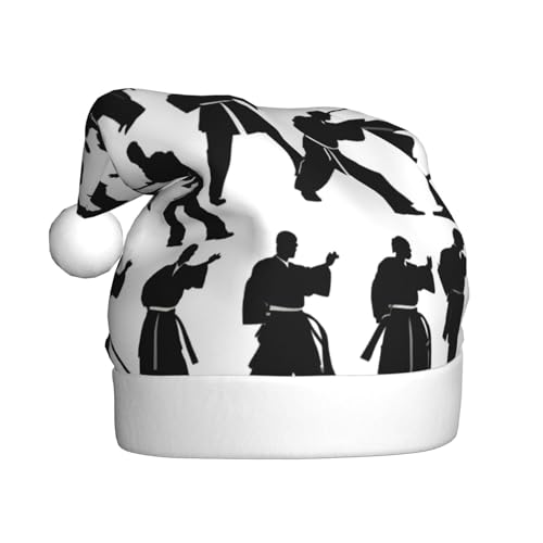 ppynte Silhouetten von Kampfsportarten, Plüsch-Weihnachtsmannmütze, bequeme Weihnachtsmütze, passend für Weihnachten, Neujahr, Party, Kopfbedeckung, 1 Stück ppynte Silhouetten von Kampfsportarten, Plüsch-Weihnachtsmannmütze, bequeme Weihnachtsmütze, passend für Weihnachten, Neujahr, Party, Kopfbedeckung, 1 Stück von ppynte