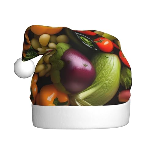 ppynte Verschiedene frische Gemüse und Früchte, 1 Packung Plüsch-Weihnachtsmannmütze, bequeme Weihnachtsmütze, passend für Weihnachten, Neujahr, Party, Kopfbedeckung ppynte Verschiedene frische Gemüse und Früchte, 1 Packung Plüsch-Weihnachtsmannmütze, bequeme Weihnachtsmütze, passend für Weihnachten, Neujahr, Party, Kopfbedeckung von ppynte