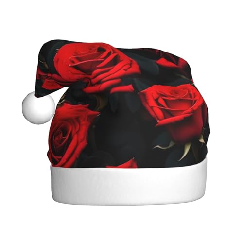 ppynte Viele rote Rosen, Plüsch-Weihnachtsmannmütze, bequeme Weihnachtsmütze, passend für Weihnachten, Neujahr, Party, Kopfbedeckung, 1 Stück ppynte Viele rote Rosen, Plüsch-Weihnachtsmannmütze, bequeme Weihnachtsmütze, passend für Weihnachten, Neujahr, Party, Kopfbedeckung, 1 Stück von ppynte