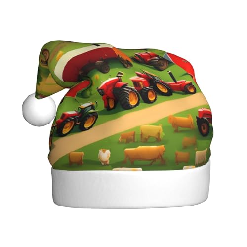 ppynte Weihnachtsmannmütze aus Plüsch, Motiv: Traktor Farm, bequeme Weihnachtsmütze, passend für Weihnachten, Neujahr, Party, Kopfbedeckung, 1 Stück ppynte Weihnachtsmannmütze aus Plüsch, Motiv: Traktor Farm, bequeme Weihnachtsmütze, passend für Weihnachten, Neujahr, Party, Kopfbedeckung, 1 Stück von ppynte