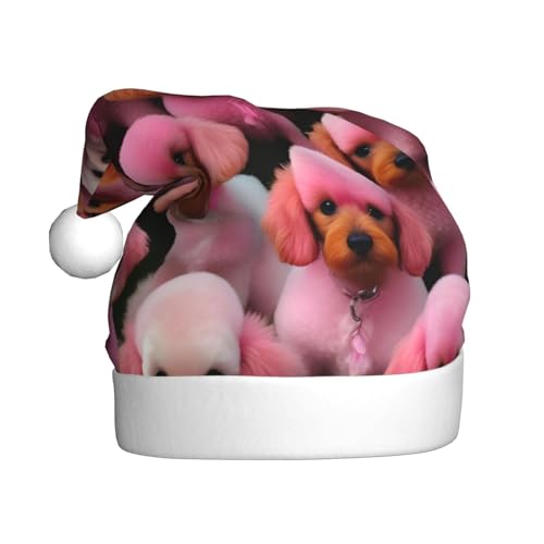 ppynte Weihnachtsmütze aus Plüsch, Motiv: rosa Pudel, 1 Stück, bequeme Weihnachtsmütze, passend für Weihnachten, Neujahr, Party, Kopfbedeckung ppynte Weihnachtsmütze aus Plüsch, Motiv: rosa Pudel, 1 Stück, bequeme Weihnachtsmütze, passend für Weihnachten, Neujahr, Party, Kopfbedeckung von ppynte