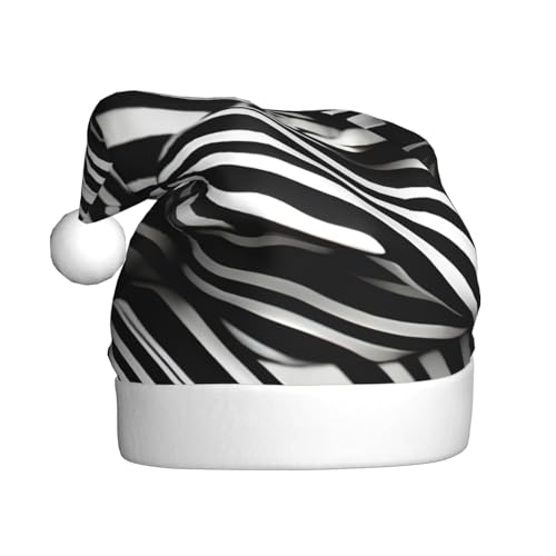 ppynte Weihnachtsmütze aus Plüsch, gestreift, Schwarz / Weiß, 1 Stück, bequeme Weihnachtsmütze, passend für Weihnachten, Neujahr, Party, Kopfbedeckung ppynte Weihnachtsmütze aus Plüsch, gestreift, Schwarz / Weiß, 1 Stück, bequeme Weihnachtsmütze, passend für Weihnachten, Neujahr, Party, Kopfbedeckung von ppynte