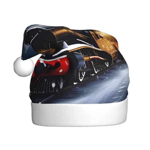 ppynte Wintermütze, Weihnachten, Schnee, Nacht, Eisenbahn, Zug, 1 Stück, Plüsch-Weihnachtsmannmütze, bequeme Weihnachtsmütze, passend für Weihnachten, Neujahr, Party, Kopfbedeckung ppynte Wintermütze, Weihnachten, Schnee, Nacht, Eisenbahn, Zug, 1 Stück, Plüsch-Weihnachtsmannmütze, bequeme Weihnachtsmütze, passend für Weihnachten, Neujahr, Party, Kopfbedeckung von ppynte