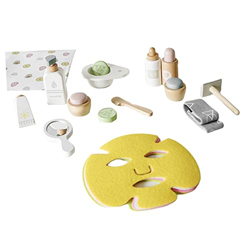 predolo 10x Schönheitsspielzeug aus Holz, Simulation, Gesichtsmaske, Make-up-Set, Rollenspiel, Lernen, Bildung, Spielzeug, Holz-Kosmetik-Spielset für Mädchen von predolo