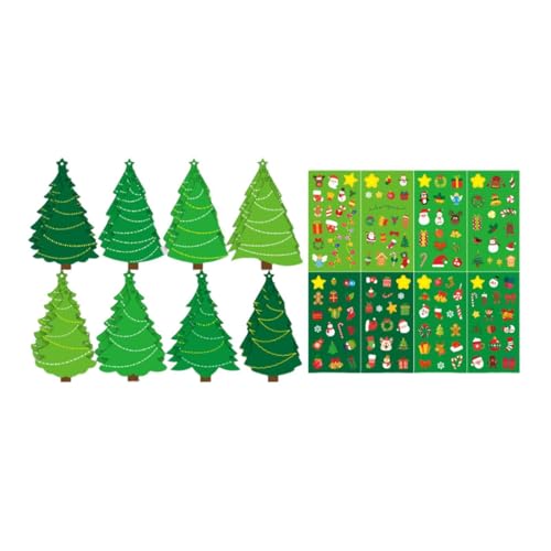 predolo 24 Stück Weihnachtsbaum Bastelset Karten Bastelkit Grußkarten Aufkleber Bastelanleitung mit Stickern Und Bändern Zum Basteln für Kinder von predolo