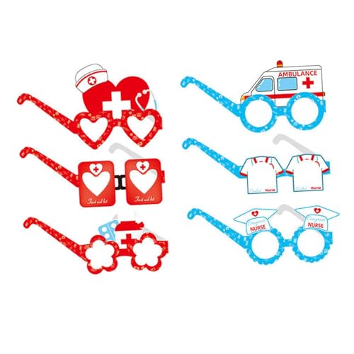 predolo 6 Stück Krankenschwester Brillen, Foto Requisiten, Krankenschwester Geschenke, für Frauen, Fotografie Party von predolo