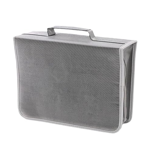 predolo DVD-Hülle, CD-Hülle, Aufbewahrung, 256 GB Kapazität, staubdichte Tragehüllen, elegant, mit Reißverschluss, Disc-Aufbewahrungsmappe für Home Office, Grau von predolo