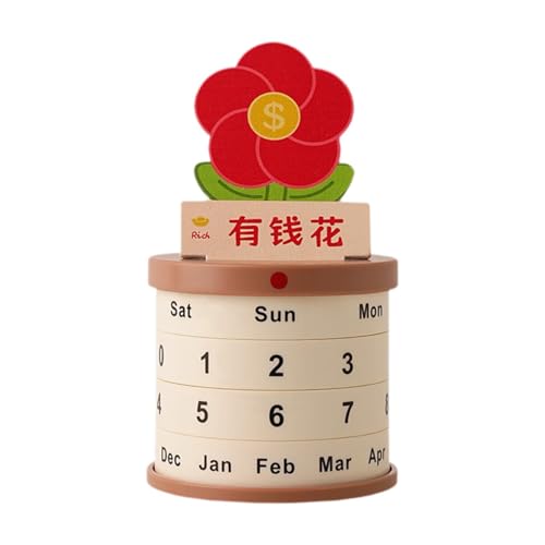 predolo Drehbarer Kalender in Blumentopfform, Dekorativer, Lustiger, Drehbarer Tischkalender für Zuhause, Schreibtisch, Schrank, Bauernhaus Dekor, Geld Zum Ausgeben Haben von predolo