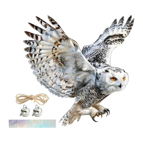 predolo Eulenschild Einfach zu Befestigende Deko mit Glocken Und Naturmaterialien für Garten Terrasse Und Zaun als Vogelscheuche, Style C von predolo