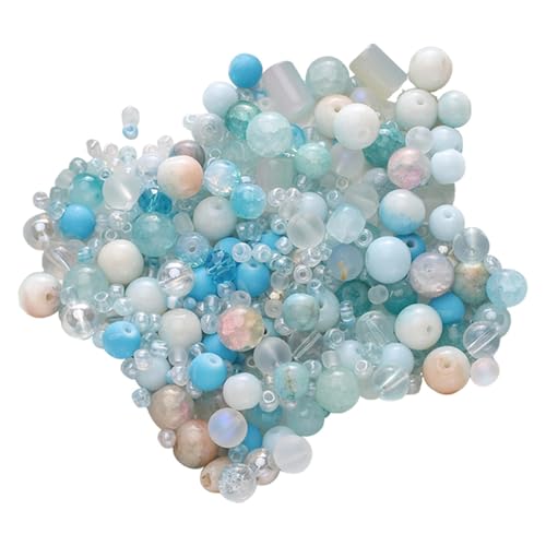 predolo Glasperlen Zur Schmuckherstellung, Gemischte Glasperlen, Perlenhandwerk, 30 G Perlenkettenherstellung in Gemischten Farben, Blau von predolo