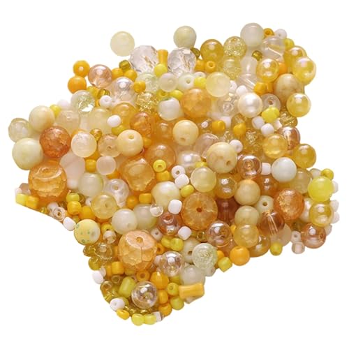 predolo Glasperlen Zur Schmuckherstellung, Gemischte Glasperlen, Perlenhandwerk, 30 G Perlenkettenherstellung in Gemischten Farben, Gelb von predolo