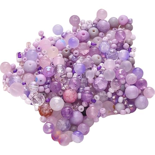 predolo Glasperlen Zur Schmuckherstellung, Gemischte Glasperlen, Perlenhandwerk, 30 G Perlenkettenherstellung in Gemischten Farben, Lila von predolo