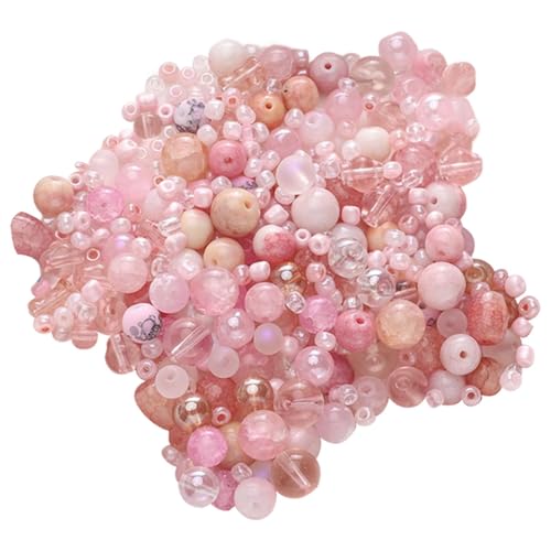 predolo Glasperlen Zur Schmuckherstellung, Gemischte Glasperlen, Perlenhandwerk, 30 G Perlenkettenherstellung in Gemischten Farben, Rosa von predolo