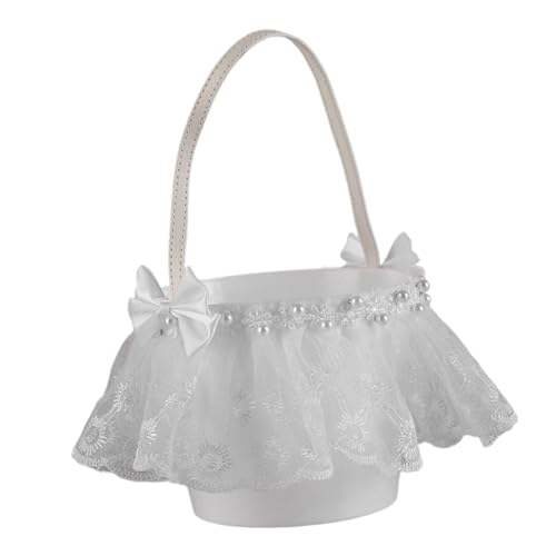 predolo Hochzeitskorb Blumenmädchenkorb Brautjungfernkorb Aufbewahrungskorb Rosenkorb aus Pp-gewebe mit Eleganter Spitze für Zeremonien Partys predolo Hochzeitskorb Blumenmädchenkorb Brautjungfernkorb Aufbewahrungskorb Rosenkorb aus Pp-gewebe mit Eleganter Spitze für Zeremonien Partys von predolo