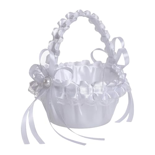 predolo Hochzeitskorb für Blumenmädchen, Aufbewahrungslösung mit Schleife und Spitze, ideal für Feiern predolo Hochzeitskorb für Blumenmädchen, Aufbewahrungslösung mit Schleife und Spitze, ideal für Feiern von predolo