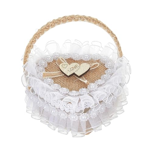 predolo Hochzeitsringträgerbox, tragbarer Korb für Blumenmädchen, Aufbewahrungslösung für Partys und Anträge, 10 cm X 10 cm predolo Hochzeitsringträgerbox, tragbarer Korb für Blumenmädchen, Aufbewahrungslösung für Partys und Anträge, 10 cm X 10 cm von predolo