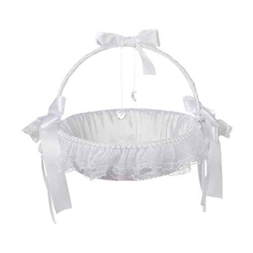 predolo Korb für Blumenmädchen mit Schleifenverzierung, Aufbewahrung für Süßigkeiten, Hochzeitsaccessoires von predolo