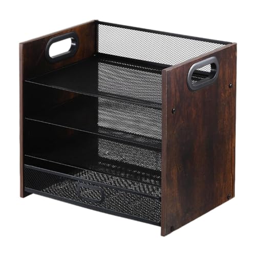 predolo Schreibtisch-Datei-Organizer, Schreibtisch-Organizer aus Holz mit Schublade, abgestuft mit Griff, Papierablage aus Holz für zu Hause, 4-stufig predolo Schreibtisch-Datei-Organizer, Schreibtisch-Organizer aus Holz mit Schublade, abgestuft mit Griff, Papierablage aus Holz für zu Hause, 4-stufig von predolo