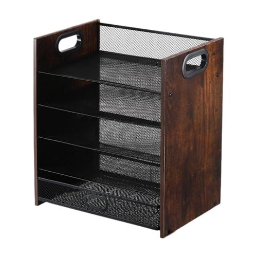predolo Schreibtisch-Datei-Organizer, Schreibtisch-Organizer aus Holz mit Schublade, abgestuft mit Griff, Papierablage aus Holz für zu Hause, 5-stufig predolo Schreibtisch-Datei-Organizer, Schreibtisch-Organizer aus Holz mit Schublade, abgestuft mit Griff, Papierablage aus Holz für zu Hause, 5-stufig von predolo