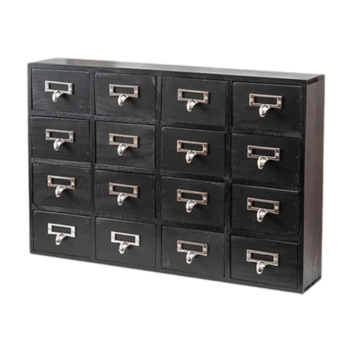 predolo Schubladenbox Holz Aufbewahrungsbox Organizer Desktop Schrank mit 16 Schubladen Stabiler Holzstruktur für Wohnzimmer Badezimmer Büro Küche von predolo