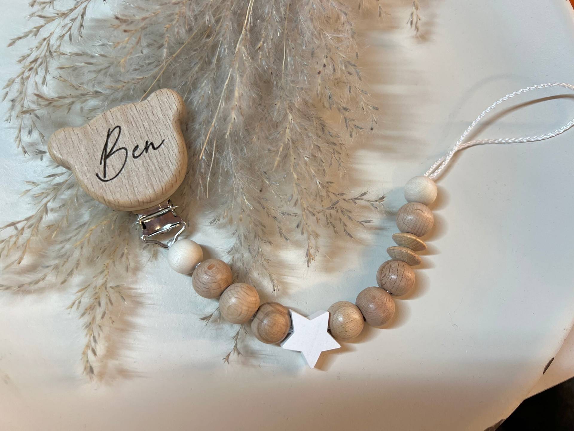Schnullerkette Personalisiert | Mit Name Graviert Handgemacht Holz Schnullerkette Personalisiert | Mit Name Graviert Handgemacht Holz von prettylittleJeMa