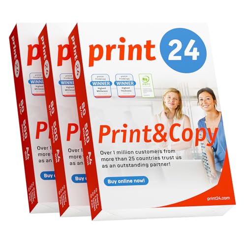 print24 Druckerpapier Kopierpapier 1500 Blatt 3 x 500 A4 80g Premium Hochweiß CIE 160 Testsieger PEFC Umweltzertifikat print24 Druckerpapier Kopierpapier 1500 Blatt 3 x 500 A4 80g Premium Hochweiß CIE 160 Testsieger PEFC Umweltzertifikat von print24