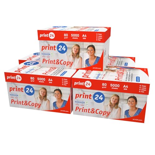 print24 Druckerpapier Kopierpapier 25000 Blatt 50 x 500 A4 80g Premium Hochweiß CIE 160 Testsieger PEFC Umweltzertifikat von print24