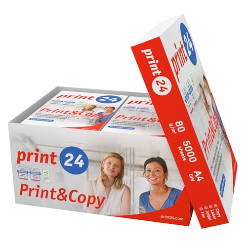 print24 Druckerpapier Kopierpapier 5000 Blatt 10 x 500 A4 80g Premium Hochweiß CIE 160 Testsieger PEFC Umweltzertifikat von print24