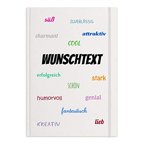 printplanet® - Notizbuch mit Name oder Text selbst gestalten - A4 Tagebuch personalisieren und bedrucken - Motiv: Positive Eigenschaften von printplanet