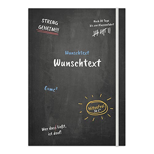 printplanet® - Notizbuch mit Name oder Text selbst gestalten - A4 Tagebuch personalisieren und bedrucken - Motiv: Schultafel von printplanet