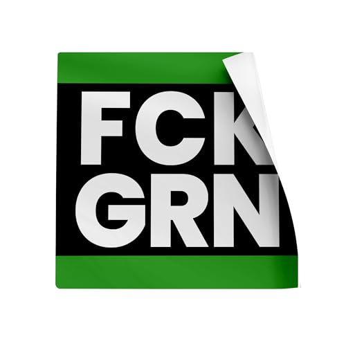 FCK GRN Aufkleber Set – 5x5cm wetterfeste Sticker – Statement & Protest Aufkleber für Demo & Meinungsfreiheit – 25 bis 250 Stück – Gegen grüne Politik Sticker Indoor & Outdoor (100) von printwile