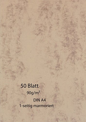 Marmor -Papier 50 Blatt - einseitig - braun - 90g - A4 von pripa