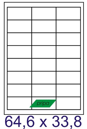 pripa - Amazon FBA Versand Etiketten 64,6 x 33,8 mm - 24 Stueck auf A4 100 Blatt DIN A4 selbstklebende Etiketten von pripa