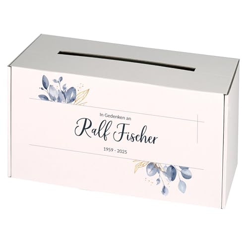 private grief® Personalisierte Kondolenzbox zur Trauerfeier mit Name, Datum & Wunschtext – Stilvolle Box für Trauerkarten & Erinnerungen von private grief