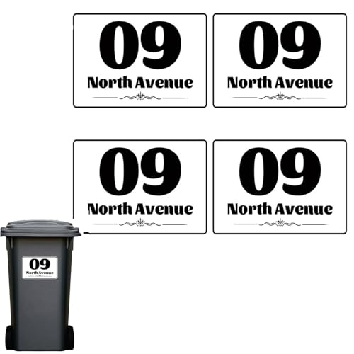 4 Stück Personalisierte Mülltonnen Aufkleber, Aufkleber mit Nummerierung für Mülltonnen, mülltonnenaufkleber mit Türnummer und Straßenname,Drei Größen: 100 x 150 mm/148 x 210 mm/180 x 270 mm 4 Stück Personalisierte Mülltonnen Aufkleber, Aufkleber mit Nummerierung für Mülltonnen, mülltonnenaufkleber mit Türnummer und Straßenname,Drei Größen: 100 x 150 mm/148 x 210 mm/180 x 270 mm von proautocss