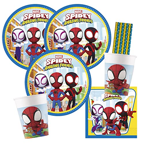 procos/spielum 44-teiliges Party-Set - Spidey und Seine Super-Freunde für 8 Kinder von procos/spielum