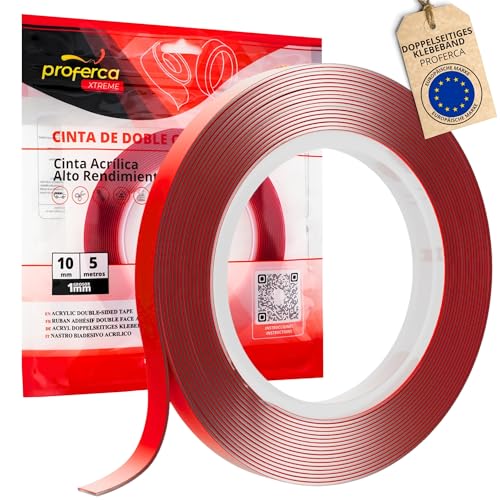 proferca Doppelseitiges Klebeband Extra Stark Xtreme 10mm x 5 Meter | Transparentes Nano Tape für Innen & Außen | Klebeband Doppelseitig Extra Stark proferca Doppelseitiges Klebeband Extra Stark Xtreme 10mm x 5 Meter | Transparentes Nano Tape für Innen & Außen | Klebeband Doppelseitig Extra Stark von proferca
