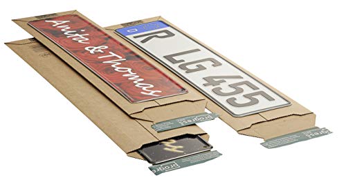 progressPACK Versandtasche Premium aus Wellpappe, für Kfz-Kennzeichen; KfZ-Schilderversand; 140 x 590 x - 50 mm, PP W01.K1; braun; 100 Stück im Pack von progressPack