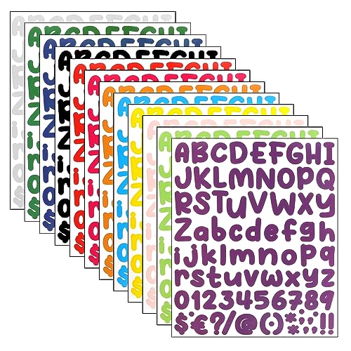 Buchstaben Aufkleber, 24 Blätter Alphabet-Zahlen-Sticker Sticker Klebebuchstaben Bunte Buchstaben, Buchstaben Zum Aufkleben für Poster Briefkasten Deko Kunst DIY Handwerk von prota