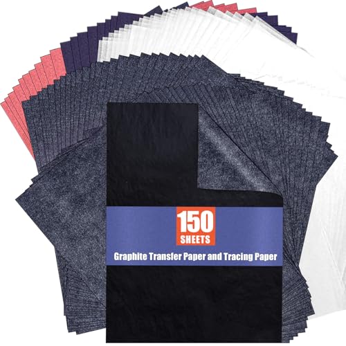 psler Kohlepapier zum Durchzeichnen I 90 Stück Graphit-Transferpapier und 60 Stück Transparentpapier – Graphitpapier, Kohlepapier für Holz, Handwerk, Leinwand, DIY, A4, Größe 21,6 x 27,9 cm von PSLER