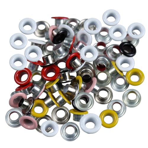 pson 100 Sets 5 mm ID Runde Metallösen Tüllen, gemischte Farbe Metall Scrapbooking Ösen Unterlegscheiben Leder Handwerk Zubehör für DIY, Schuhe, Kleidung, Handwerk, Taschen von pson