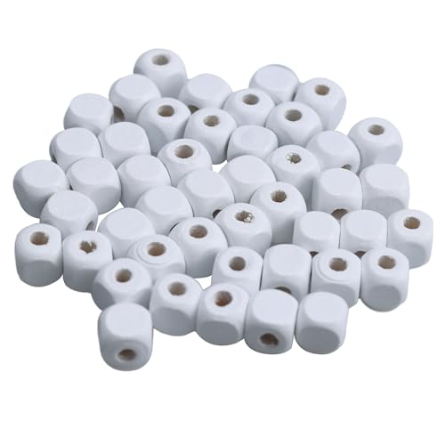 pson 100 Stück 10 x 10 mm weiße Würfel-Holz-Abstandshalter, großes Loch, natürliche Holzperlen für Heimwerker, Armbänder, Halsketten, Schmuck, Bastelprojekte, Künstler pson 100 Stück 10 x 10 mm weiße Würfel-Holz-Abstandshalter, großes Loch, natürliche Holzperlen für Heimwerker, Armbänder, Halsketten, Schmuck, Bastelprojekte, Künstler von pson
