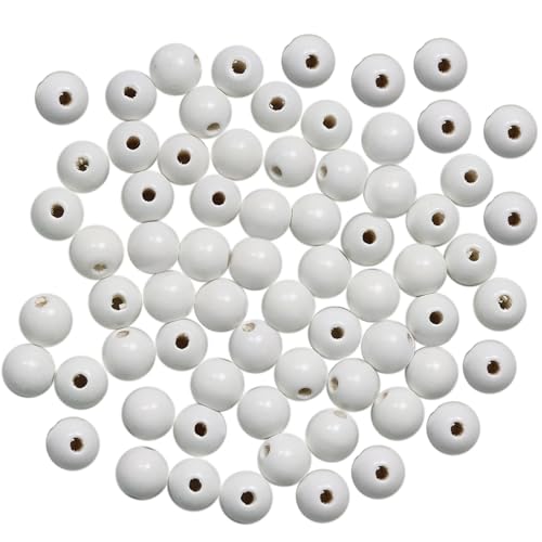 pson 100 Stück 16 mm weiße runde Holzperlen mit großem Loch, natürliche Holzperlen für Heimwerker, Armbänder, Halsketten, Schmuck, Bastelprojekte, Künstler pson 100 Stück 16 mm weiße runde Holzperlen mit großem Loch, natürliche Holzperlen für Heimwerker, Armbänder, Halsketten, Schmuck, Bastelprojekte, Künstler von pson