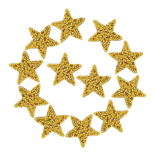 pson 12 Stück Sternförmige Hot-Melt-Strass-Patches, Glitzerkristall-Applikationen für Bastelarbeiten, Kleidungsreparatur, Jeans, Taschen und Hochzeitsdekorationen (Gold) von pson