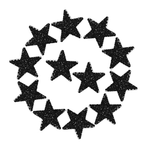 pson 12 Stück Sternförmige Hot-Melt-Strass-Patches, Glitzerkristall-Applikationen für Bastelarbeiten, Kleidungsreparatur, Jeans, Taschen und Hochzeitsdekorationen (schwarz) von pson